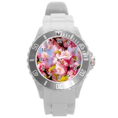 Flowering Almond Flowersg Round Plastic Sport Watch (l) by FunnyCow