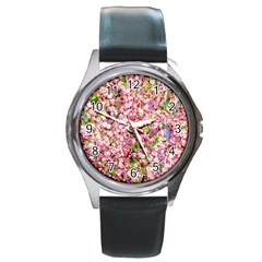 Almond Tree In Bloom Round Metal Watch by FunnyCow