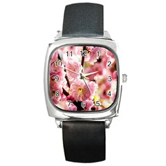 Blooming Almond At Sunset Square Metal Watch by FunnyCow