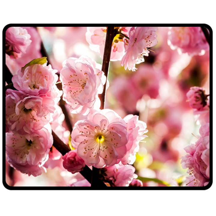 Blooming Almond At Sunset Fleece Blanket (Medium) 