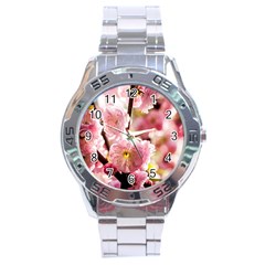 Blooming Almond At Sunset Stainless Steel Analogue Watch by FunnyCow