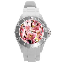 Blooming Almond At Sunset Round Plastic Sport Watch (l) by FunnyCow