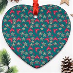 Teal Hats Heart Ornament (Two Sides) Back