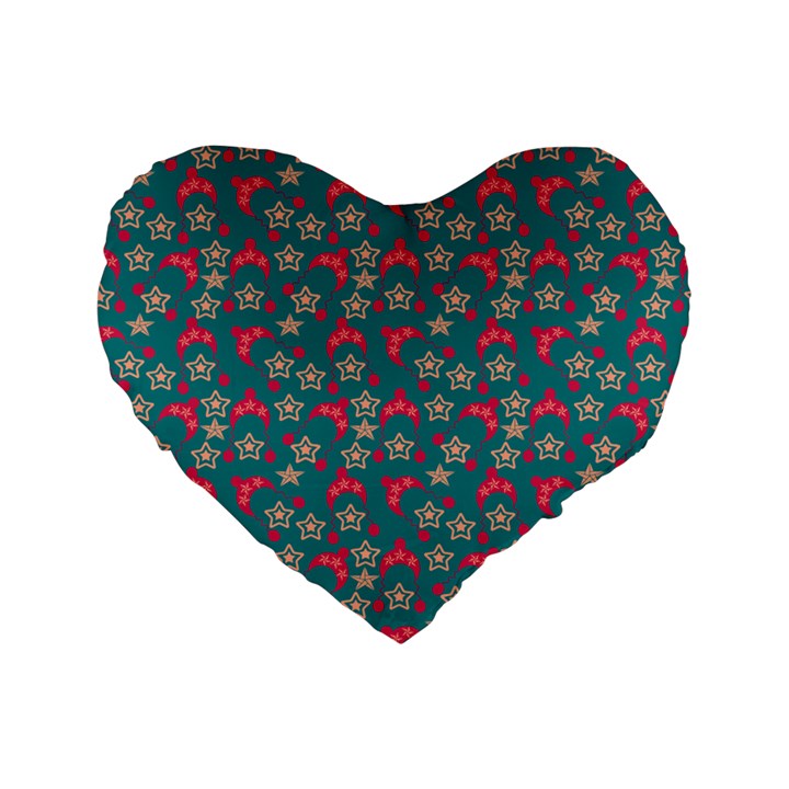 Teal Hats Standard 16  Premium Flano Heart Shape Cushions