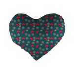 Teal Hats Standard 16  Premium Flano Heart Shape Cushions Back