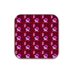 Punk Baby Red Rubber Square Coaster (4 Pack)  by snowwhitegirl