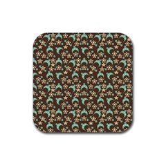 Brown With Blue Hats Rubber Coaster (square)  by snowwhitegirl