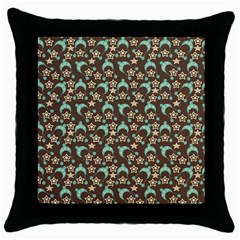 Brown With Blue Hats Throw Pillow Case (black) by snowwhitegirl