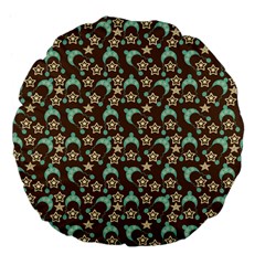 Brown With Blue Hats Large 18  Premium Flano Round Cushions by snowwhitegirl