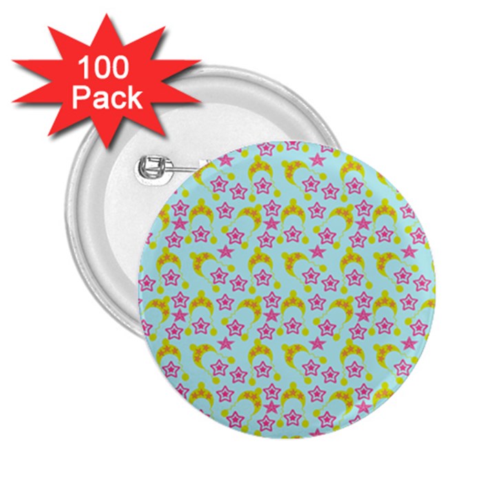 Blue Star Yellow Hats 2.25  Buttons (100 pack) 