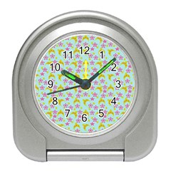 Blue Star Yellow Hats Travel Alarm Clock by snowwhitegirl