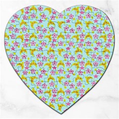 Blue Star Yellow Hats Jigsaw Puzzle (heart) by snowwhitegirl