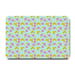 Blue Star Yellow Hats Small Doormat  by snowwhitegirl