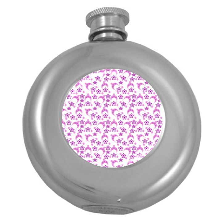 Violet Winter Hats Round Hip Flask (5 oz)