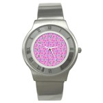 Pink Star Blue Hats Stainless Steel Watch Front