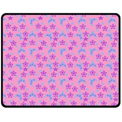 Pink Star Blue Hats Double Sided Fleece Blanket (medium)  by snowwhitegirl