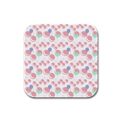 Bubblegum Cherry White Rubber Square Coaster (4 Pack)  by snowwhitegirl