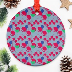 Bubblegum Cherry Blue Ornament (round) by snowwhitegirl