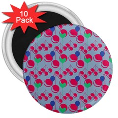 Bubblegum Cherry Blue 3  Magnets (10 Pack)  by snowwhitegirl