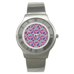 Bubblegum Cherry Blue Stainless Steel Watch by snowwhitegirl