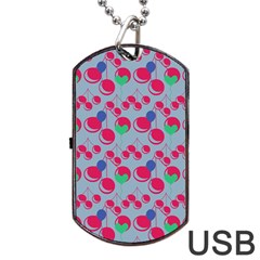 Bubblegum Cherry Blue Dog Tag Usb Flash (one Side) by snowwhitegirl