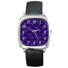 Night Cherries Square Metal Watch