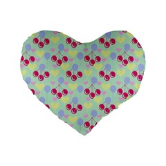 Birthday Cherries Standard 16  Premium Heart Shape Cushions by snowwhitegirl