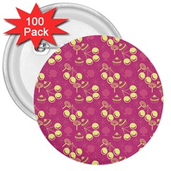 Yellow Pink Cherries 3  Buttons (100 Pack)  by snowwhitegirl