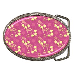 Yellow Pink Cherries Belt Buckles by snowwhitegirl