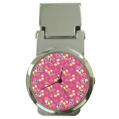 Yellow Pink Cherries Money Clip Watches by snowwhitegirl