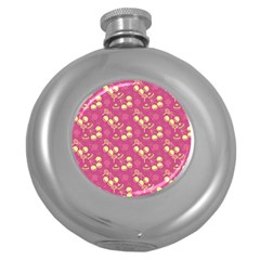 Yellow Pink Cherries Round Hip Flask (5 Oz) by snowwhitegirl