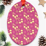 Yellow Pink Cherries Oval Ornament (Two Sides) Back