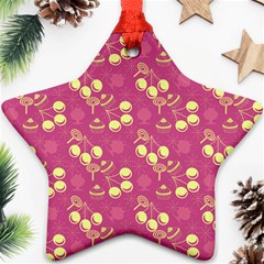 Yellow Pink Cherries Star Ornament (two Sides) by snowwhitegirl