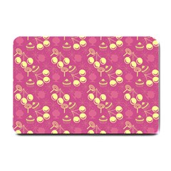 Yellow Pink Cherries Small Doormat  by snowwhitegirl