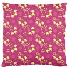 Yellow Pink Cherries Large Cushion Case (one Side) by snowwhitegirl