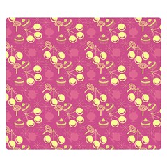 Yellow Pink Cherries Double Sided Flano Blanket (small)  by snowwhitegirl