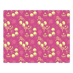 Yellow Pink Cherries Double Sided Flano Blanket (large)  by snowwhitegirl