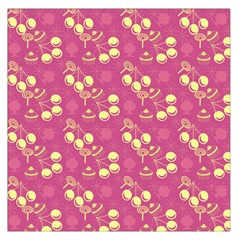 Yellow Pink Cherries Large Satin Scarf (square) by snowwhitegirl