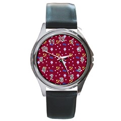 Cakes And Sundaes Red Round Metal Watch