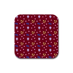 Cakes And Sundaes Red Rubber Square Coaster (4 Pack)  by snowwhitegirl