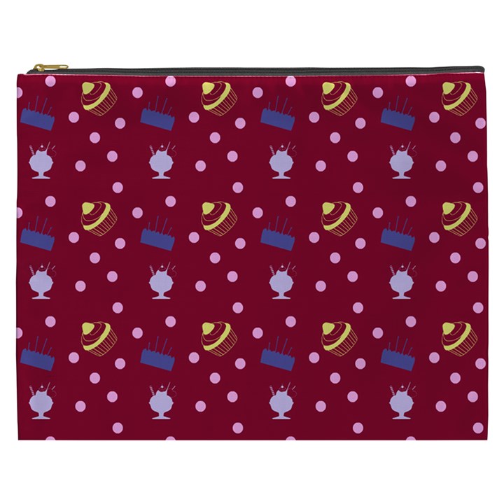 Cakes And Sundaes Red Cosmetic Bag (XXXL)