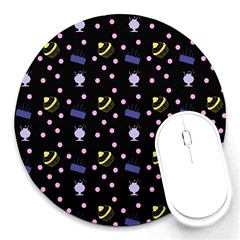 Cakes And Sundaes Black Round Mousepads by snowwhitegirl