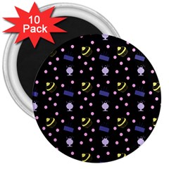 Cakes And Sundaes Black 3  Magnets (10 Pack)  by snowwhitegirl