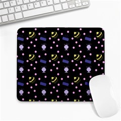 Cakes And Sundaes Black Large Mousepads by snowwhitegirl