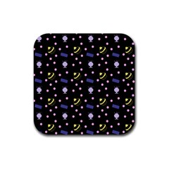 Cakes And Sundaes Black Rubber Coaster (square)  by snowwhitegirl