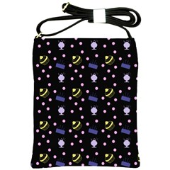 Cakes And Sundaes Black Shoulder Sling Bags by snowwhitegirl