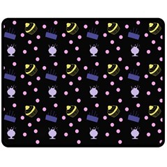 Cakes And Sundaes Black Double Sided Fleece Blanket (medium)  by snowwhitegirl