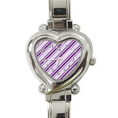 Violet Stripes Heart Italian Charm Watch by snowwhitegirl