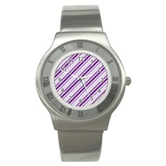 Violet Stripes Stainless Steel Watch by snowwhitegirl