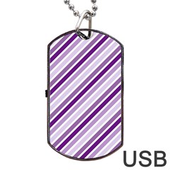 Violet Stripes Dog Tag Usb Flash (two Sides) by snowwhitegirl